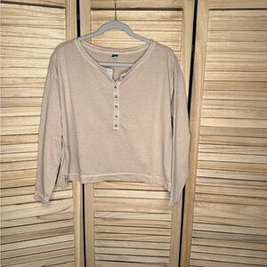 Old Navy Beige Button-Down Women's Shirt